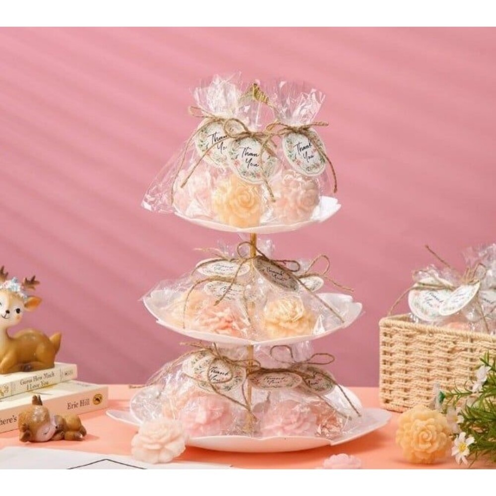Pink and Peach Flower Thank You Soaps 18 pack